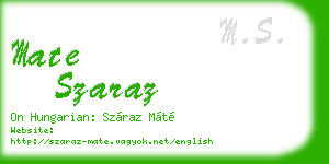 mate szaraz business card